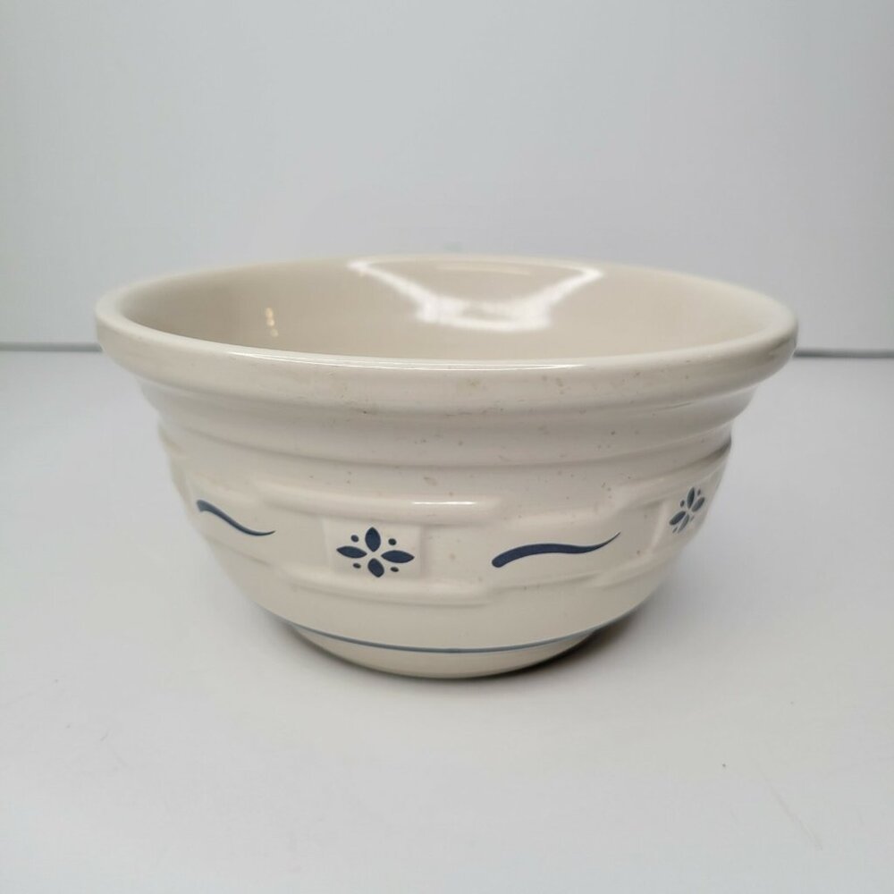 Longaberger Pottery Small Bowl Basketweave Blue Ivory Made In USA - Picture 3 of 7